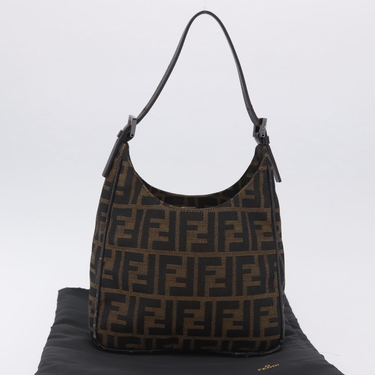FENDI Zucca Canvas Hand Bag Black Brown Auth mr2886A