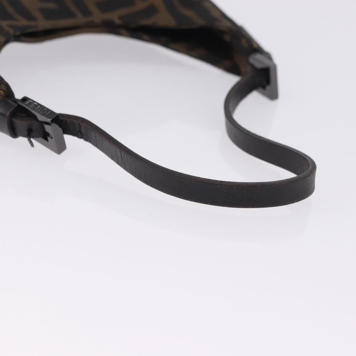 FENDI Zucca Canvas Hand Bag Black Brown Auth mr2886A