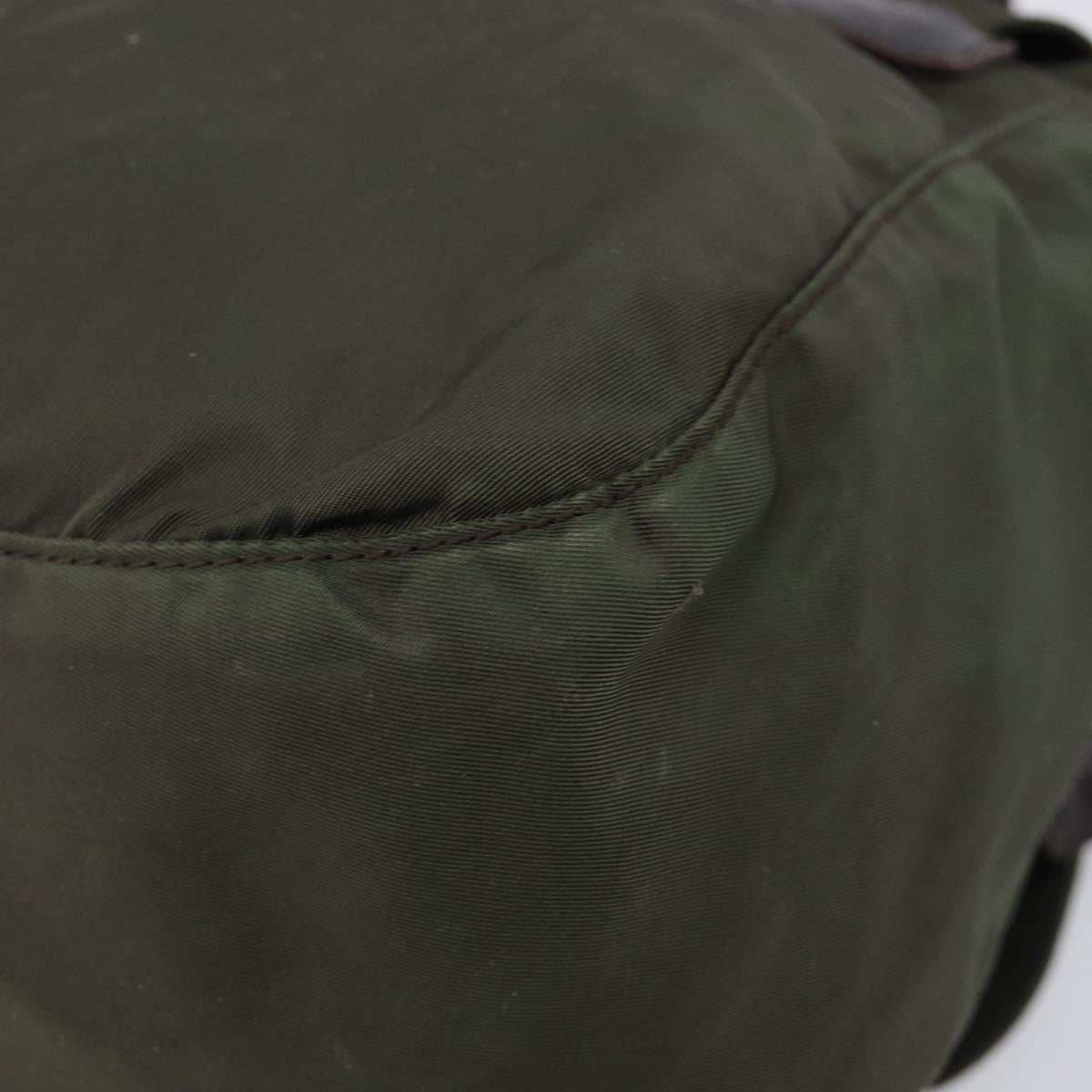 PRADA Shoulder Bag Nylon Khaki Silver Auth mr2887