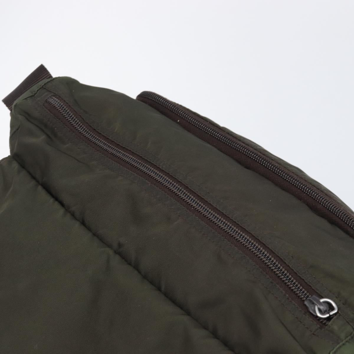 PRADA Shoulder Bag Nylon Khaki Silver Auth mr2887