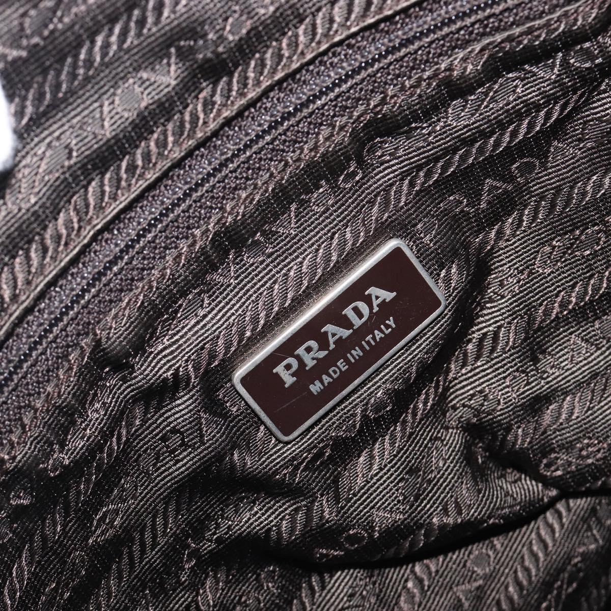 PRADA Shoulder Bag Nylon Khaki Silver Auth mr2887