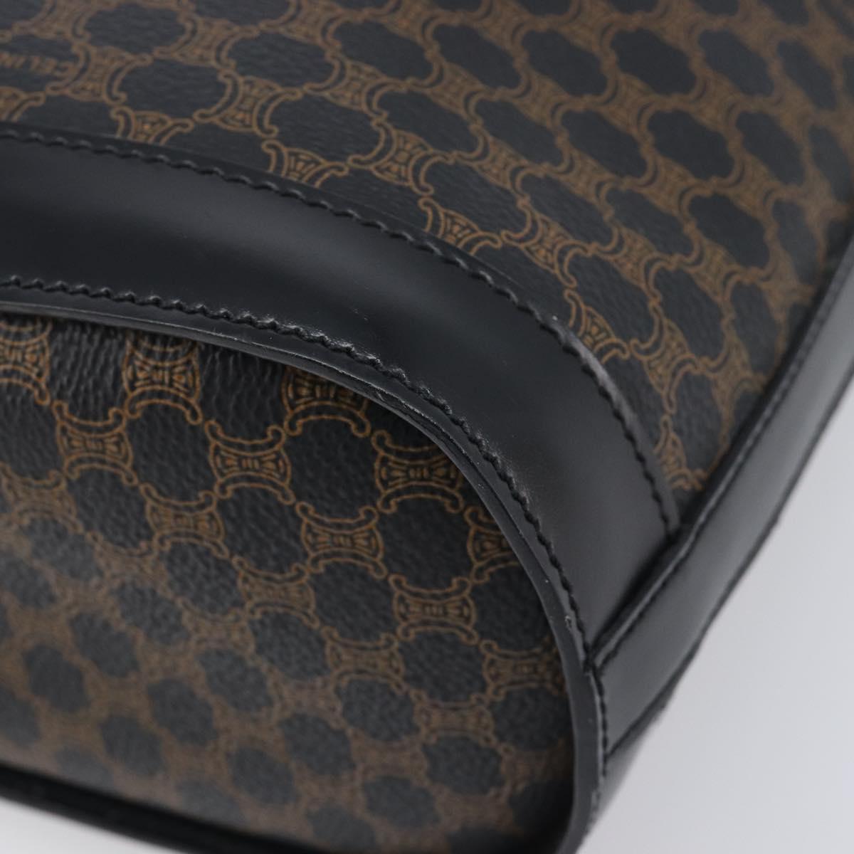 CELINE Macadam Canvas Hand Bag PVC Leather Black Gold Auth mr2888A
