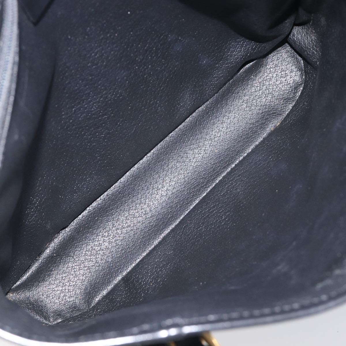 CELINE Macadam Canvas Hand Bag PVC Leather Black Gold Auth mr2888A