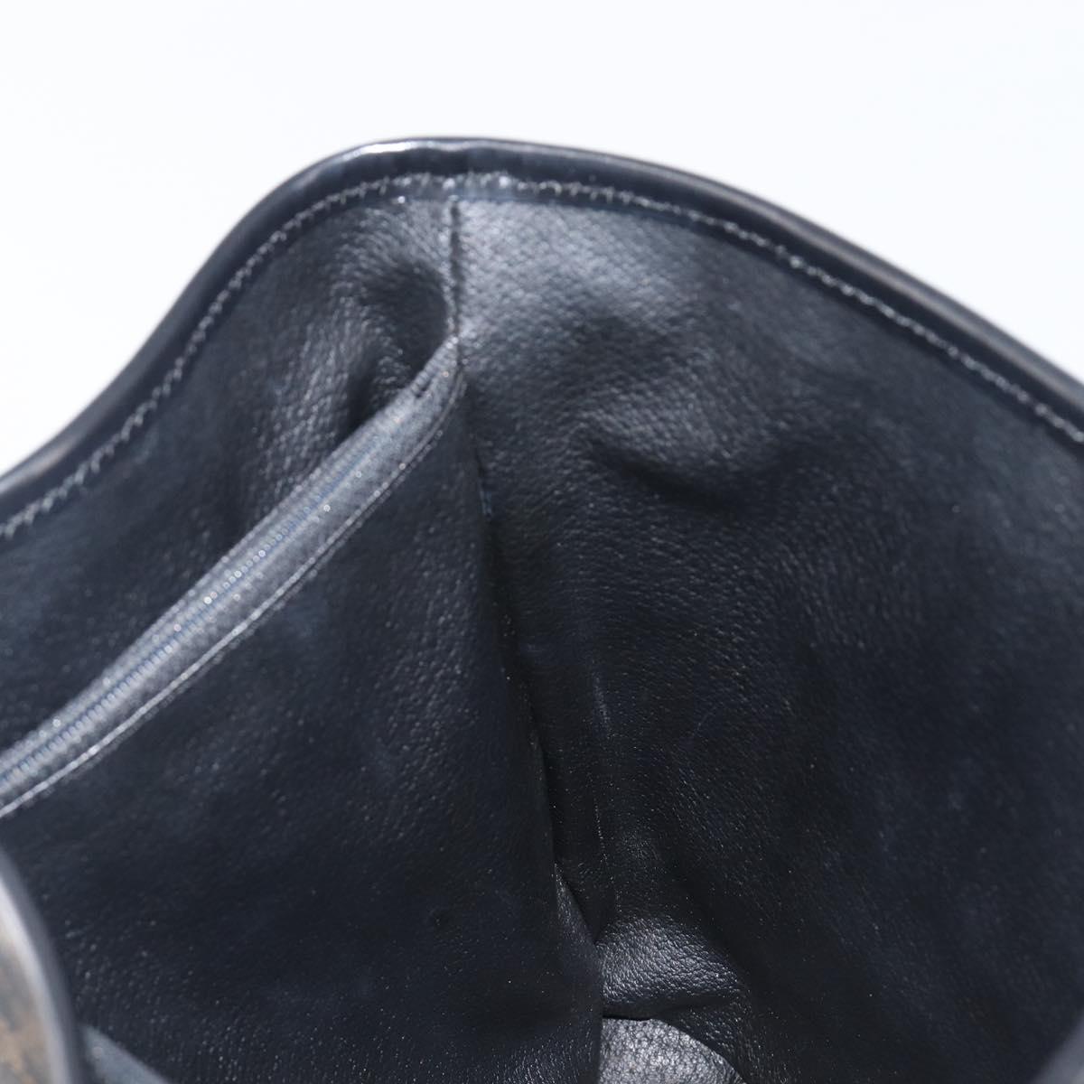 CELINE Macadam Canvas Hand Bag PVC Leather Black Gold Auth mr2888A