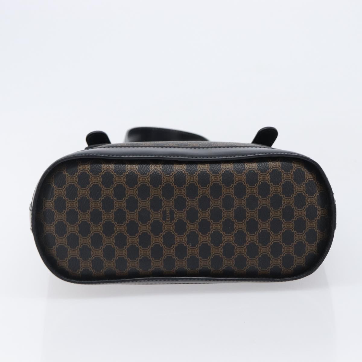 CELINE Macadam Canvas Hand Bag PVC Leather Black Gold Auth mr2888A