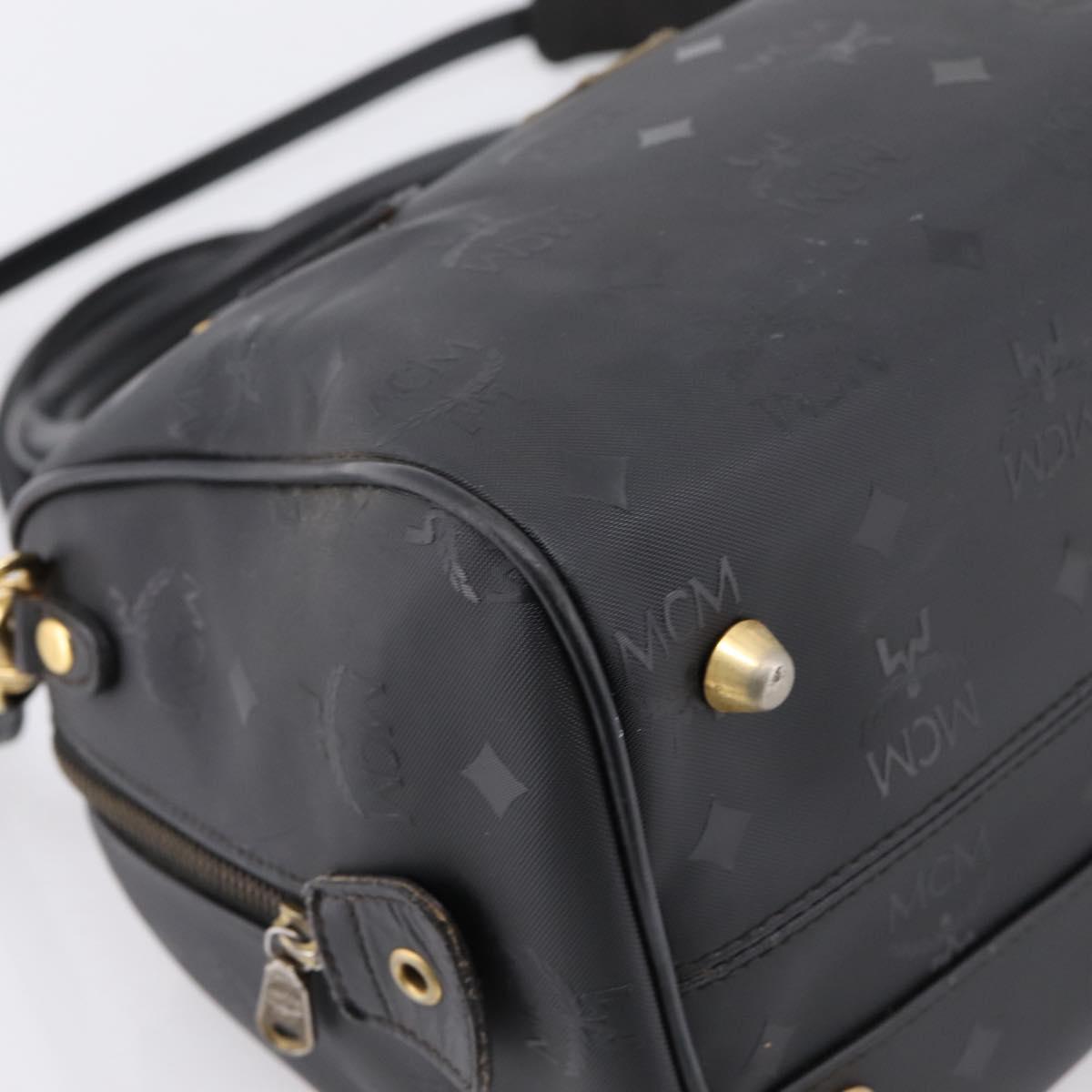 MCM Logogram Vicetos Hand Bag PVC 2way Black Gold Auth mr2890