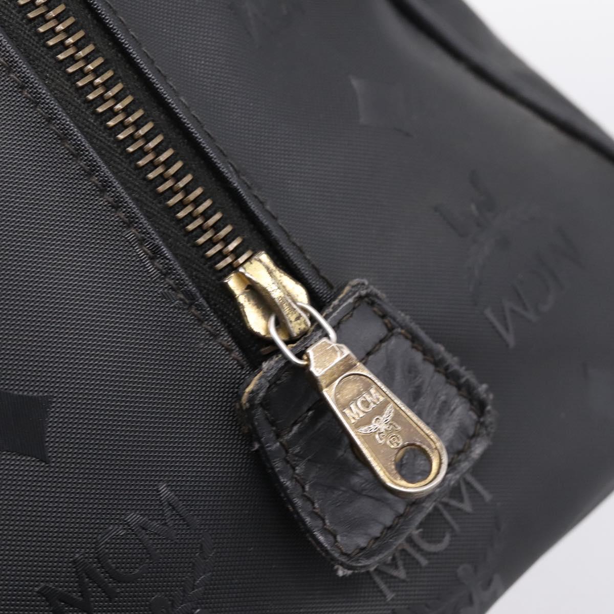 MCM Logogram Vicetos Hand Bag PVC 2way Black Gold Auth mr2890