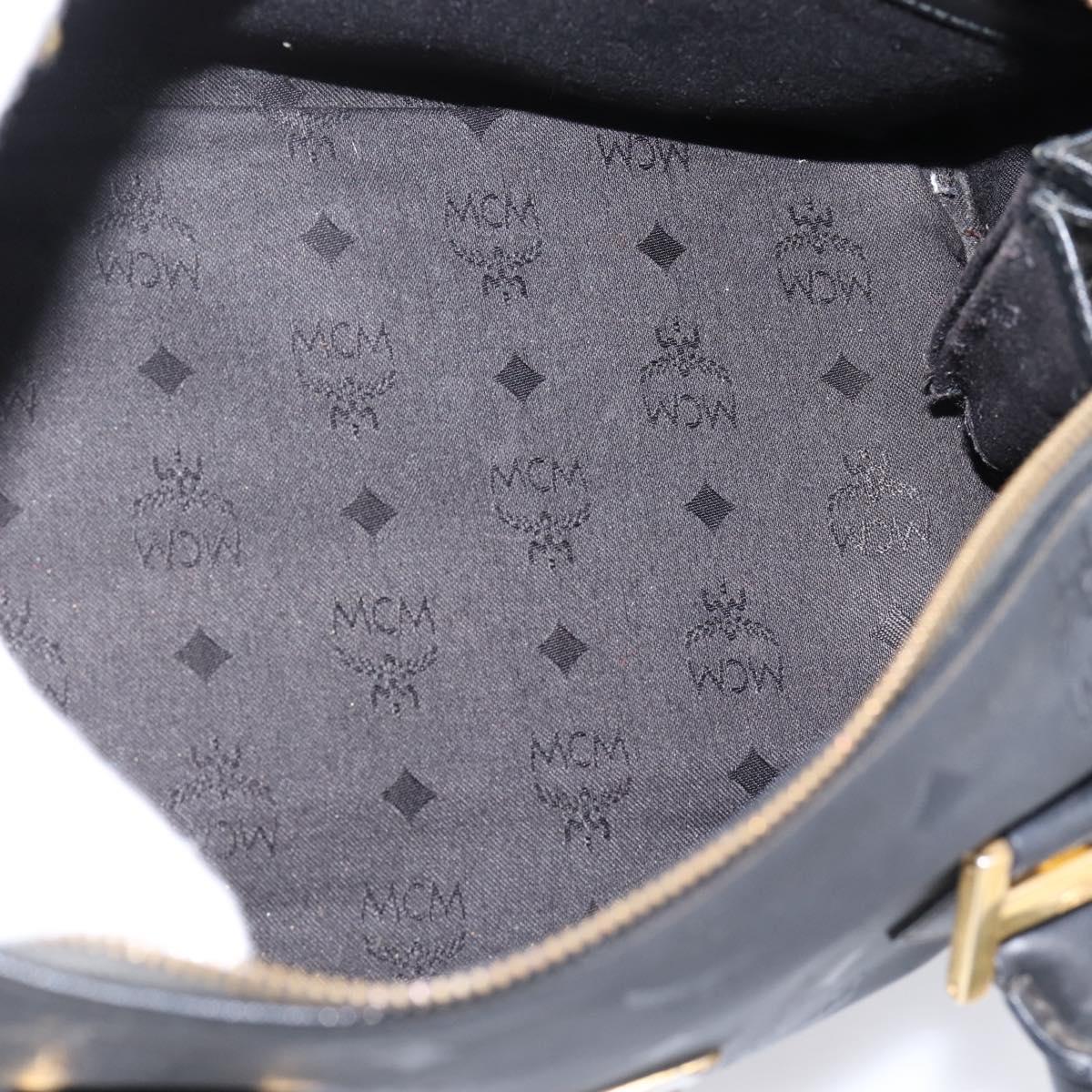 MCM Logogram Vicetos Hand Bag PVC 2way Black Gold Auth mr2890