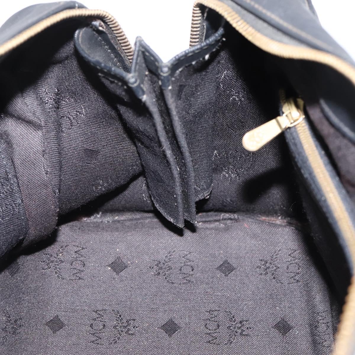 MCM Logogram Vicetos Hand Bag PVC 2way Black Gold Auth mr2890