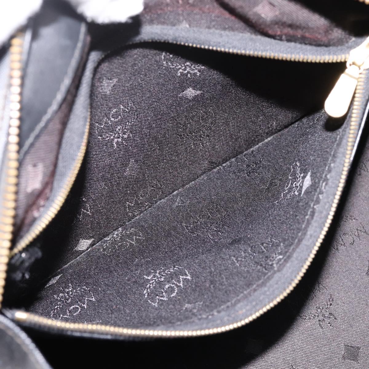 MCM Logogram Vicetos Hand Bag PVC 2way Black Gold Auth mr2890