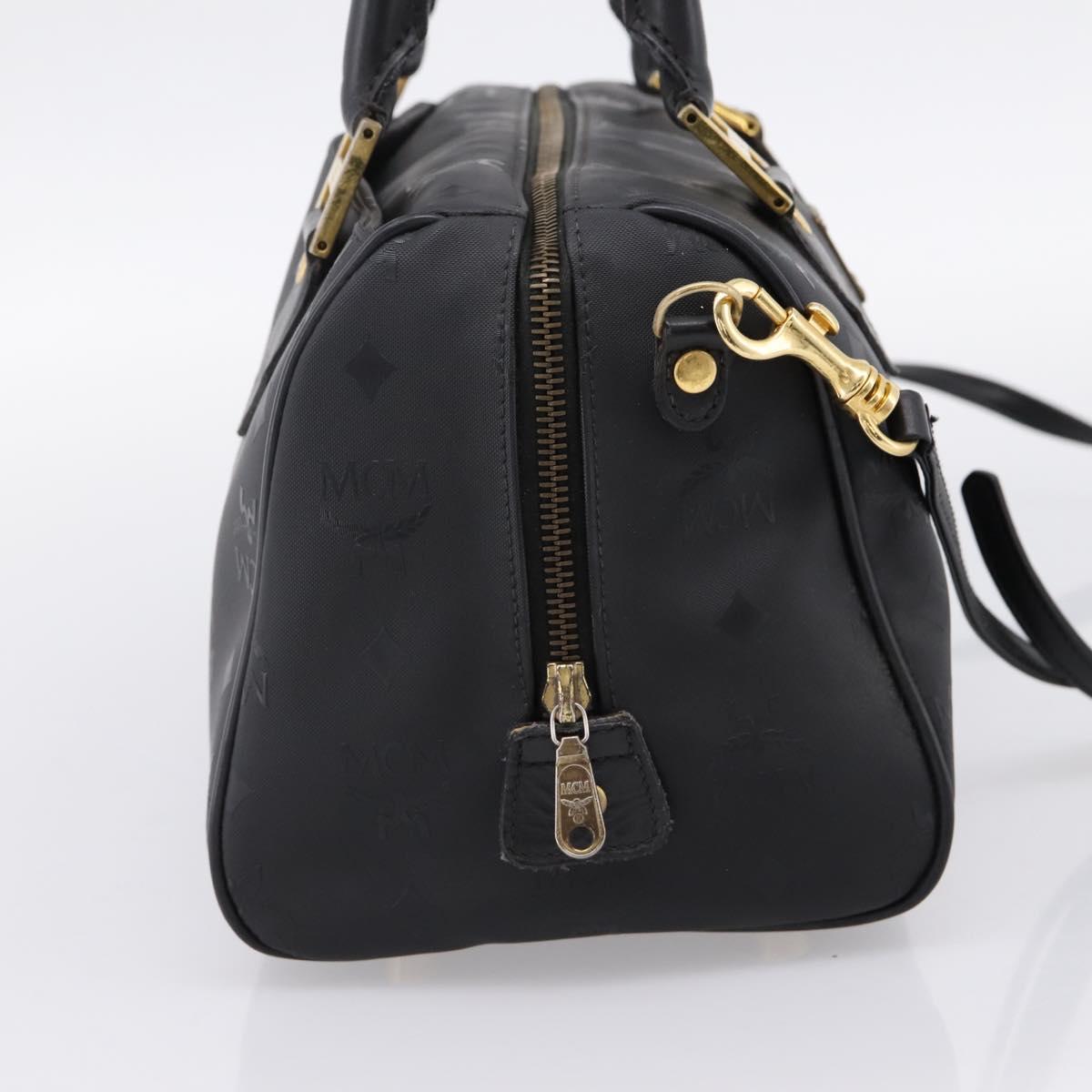 MCM Logogram Vicetos Hand Bag PVC 2way Black Gold Auth mr2890