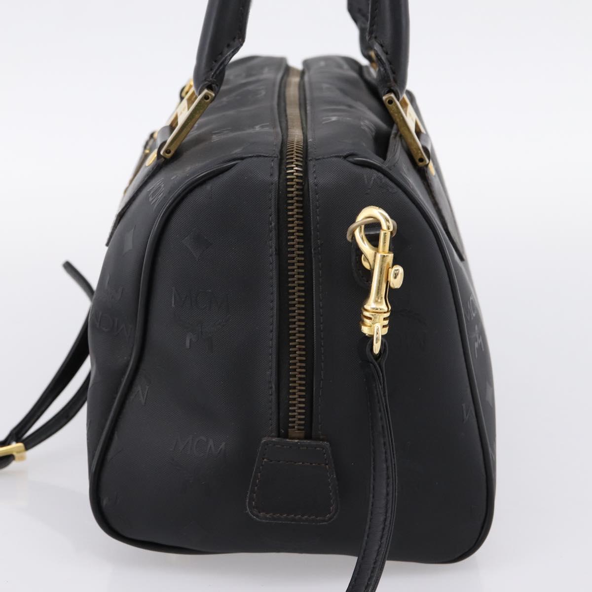 MCM Logogram Vicetos Hand Bag PVC 2way Black Gold Auth mr2890