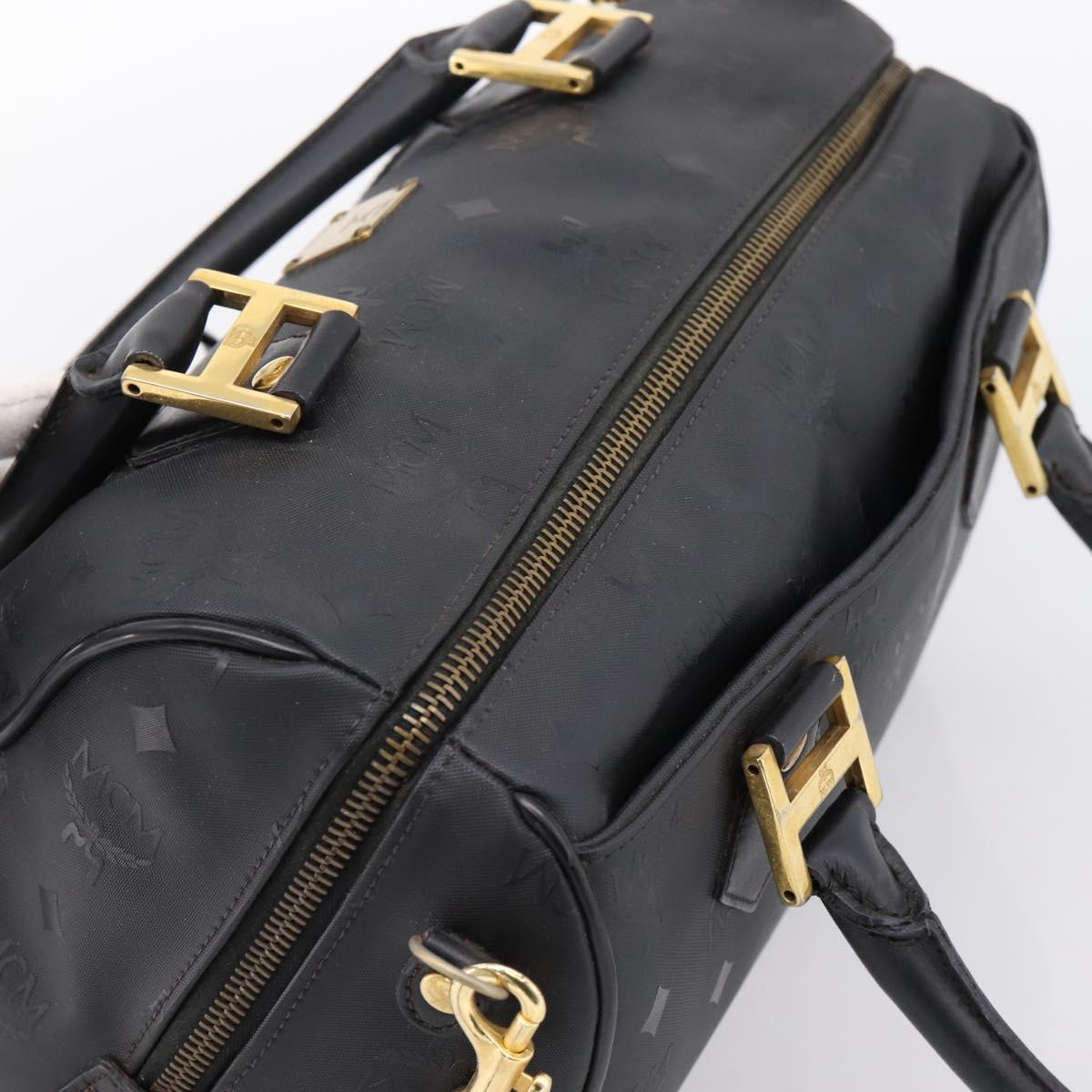 MCM Logogram Vicetos Hand Bag PVC 2way Black Gold Auth mr2890