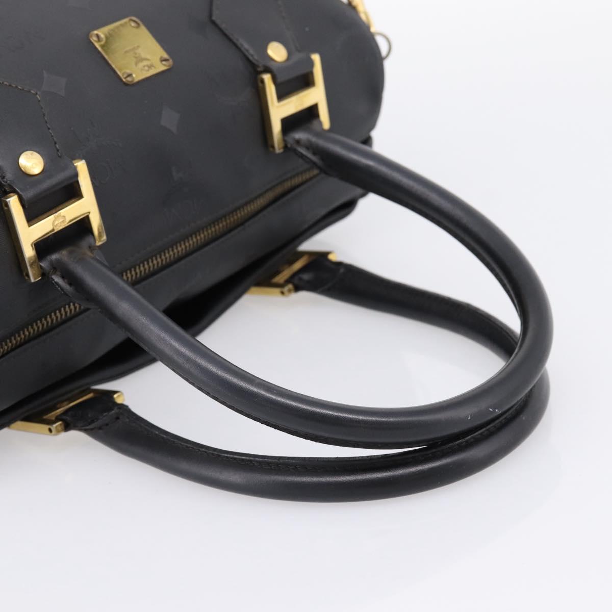 MCM Logogram Vicetos Hand Bag PVC 2way Black Gold Auth mr2890