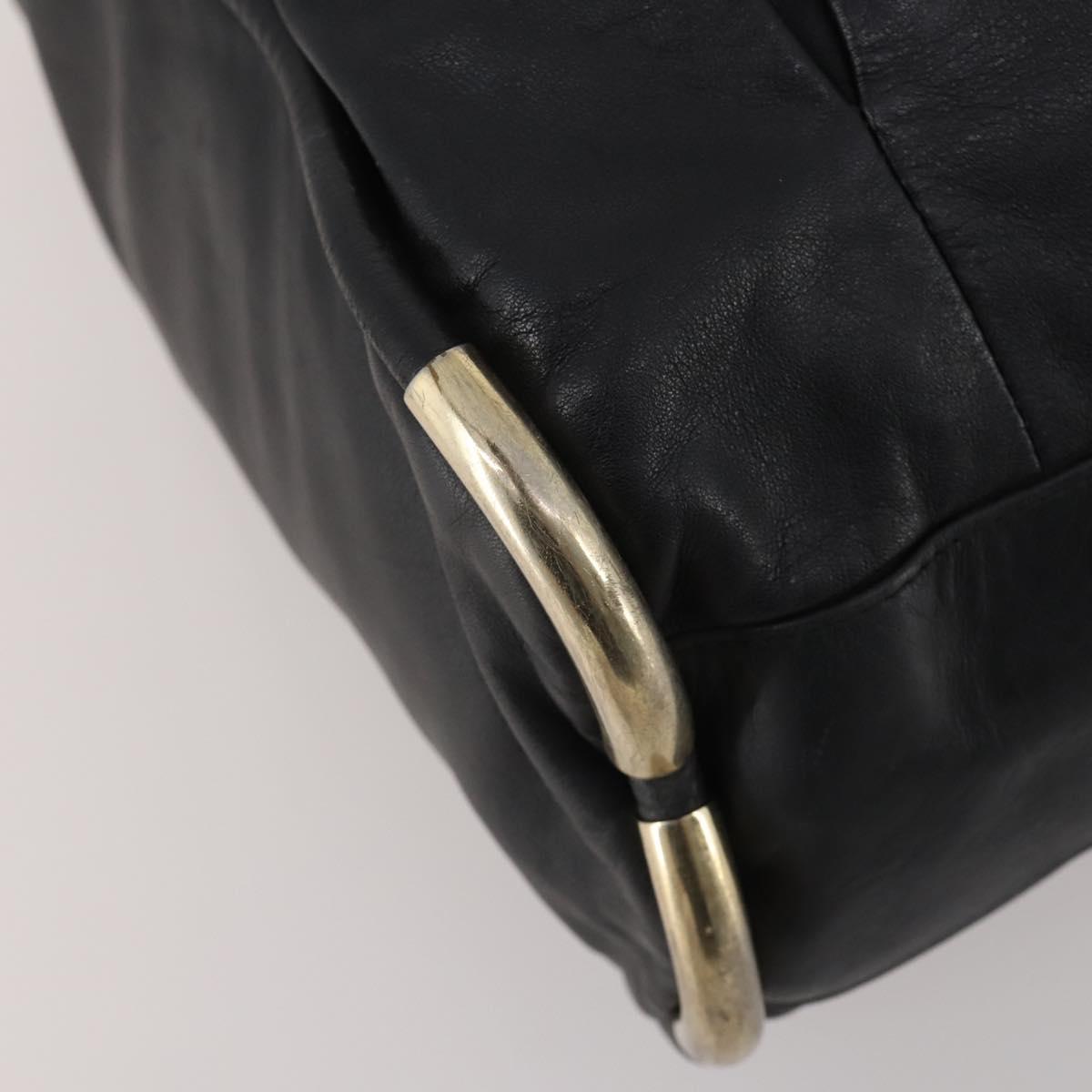 BALLY Hand Bag Leather 2way Black Gold Auth mr2891