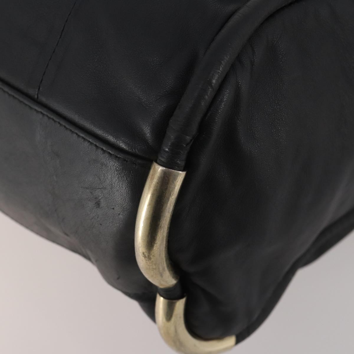 BALLY Hand Bag Leather 2way Black Gold Auth mr2891