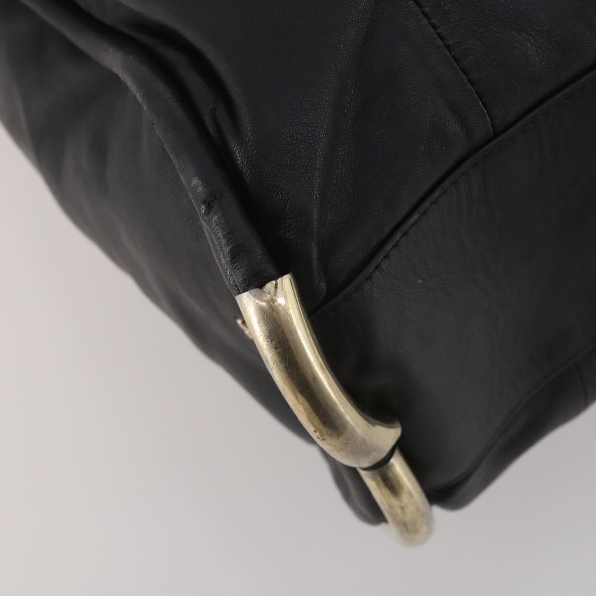 BALLY Hand Bag Leather 2way Black Gold Auth mr2891