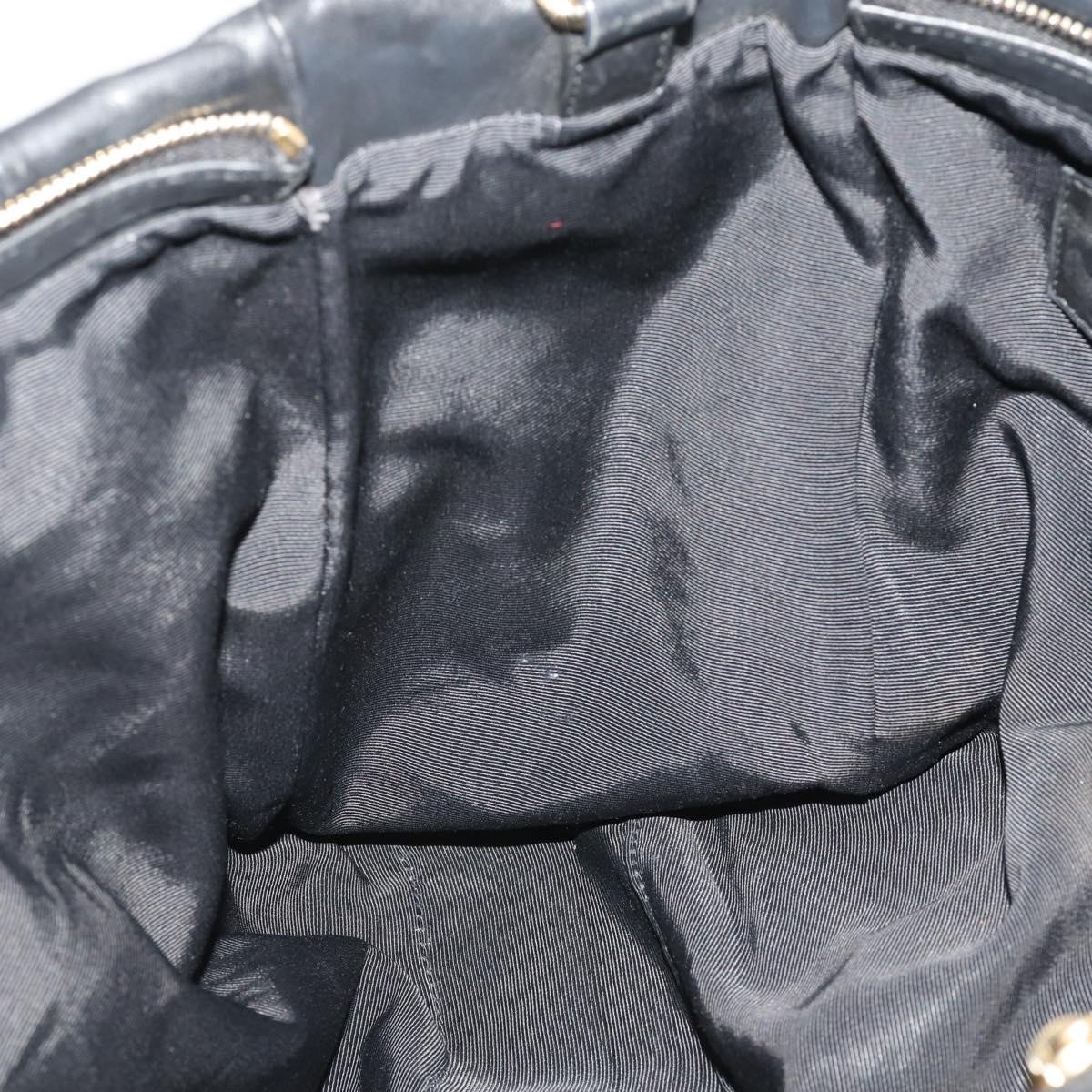 BALLY Hand Bag Leather 2way Black Gold Auth mr2891