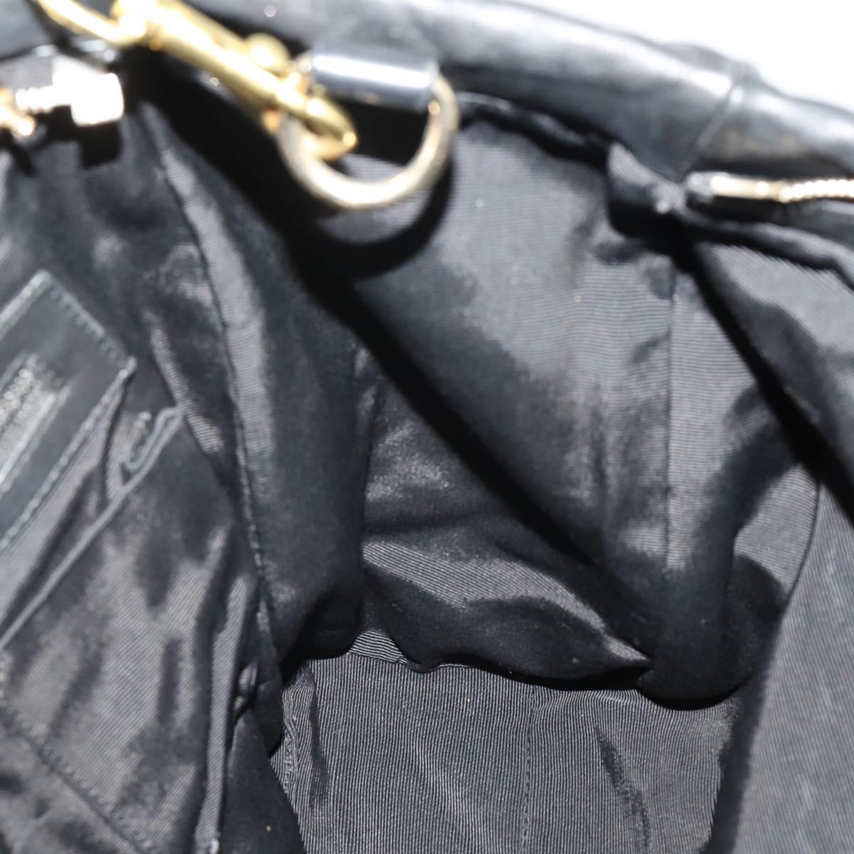 BALLY Hand Bag Leather 2way Black Gold Auth mr2891