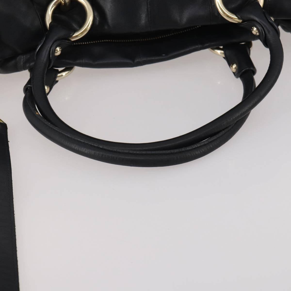 BALLY Hand Bag Leather 2way Black Gold Auth mr2891