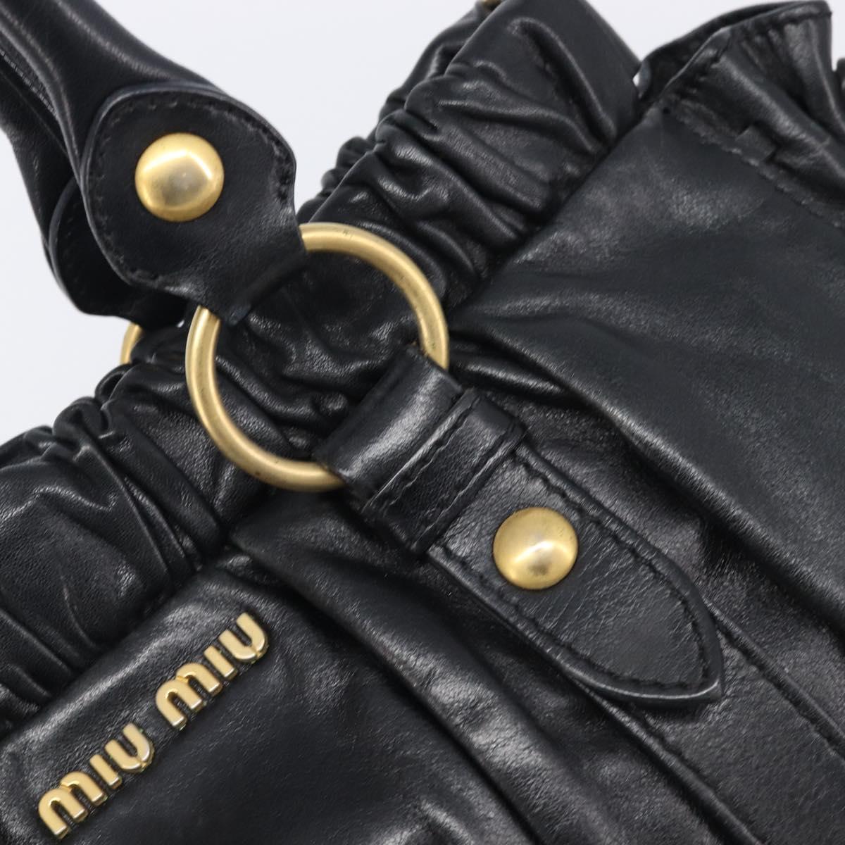 Miu Miu Hand Bag Leather Black Gold Auth mr2892V
