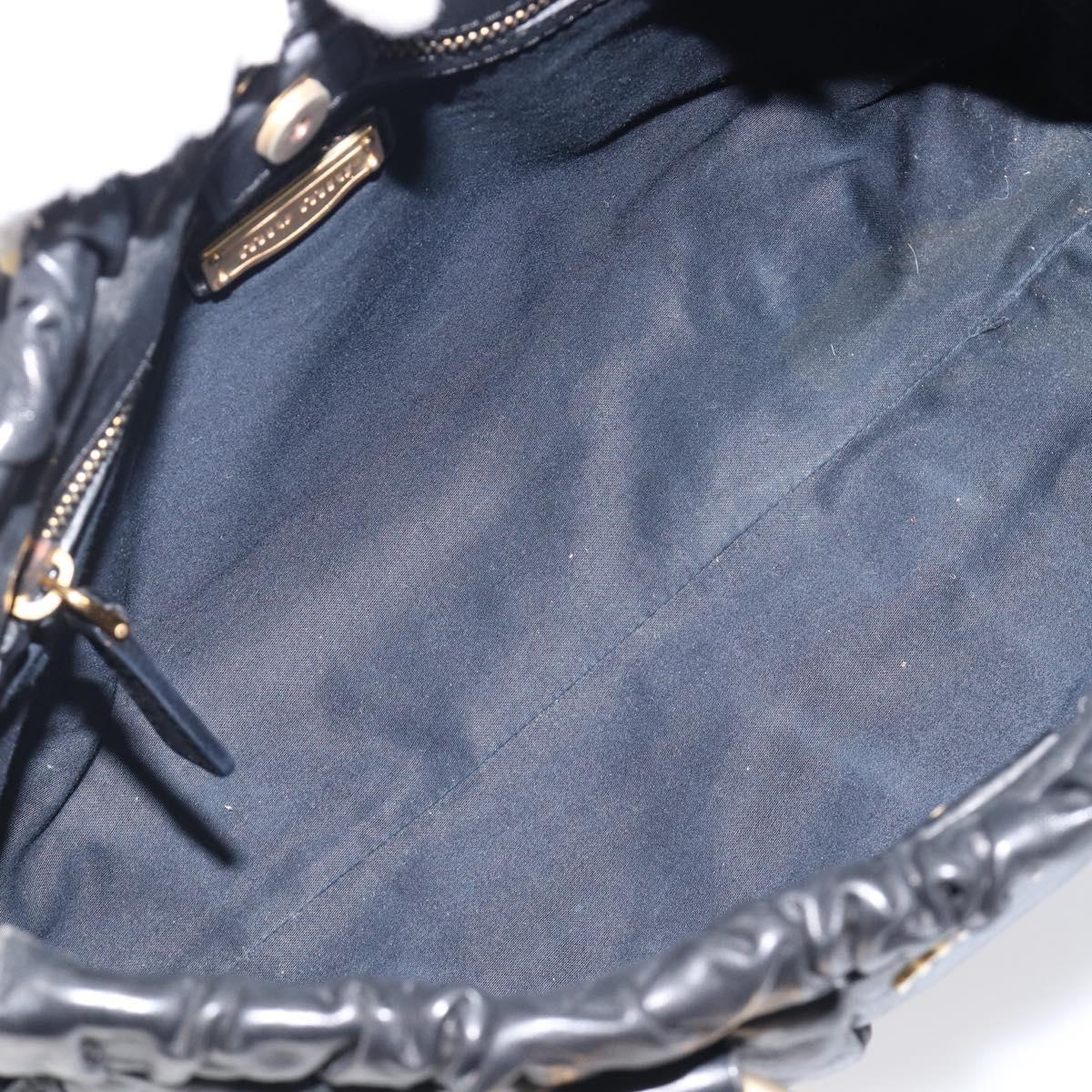 Miu Miu Hand Bag Leather Black Gold Auth mr2892V