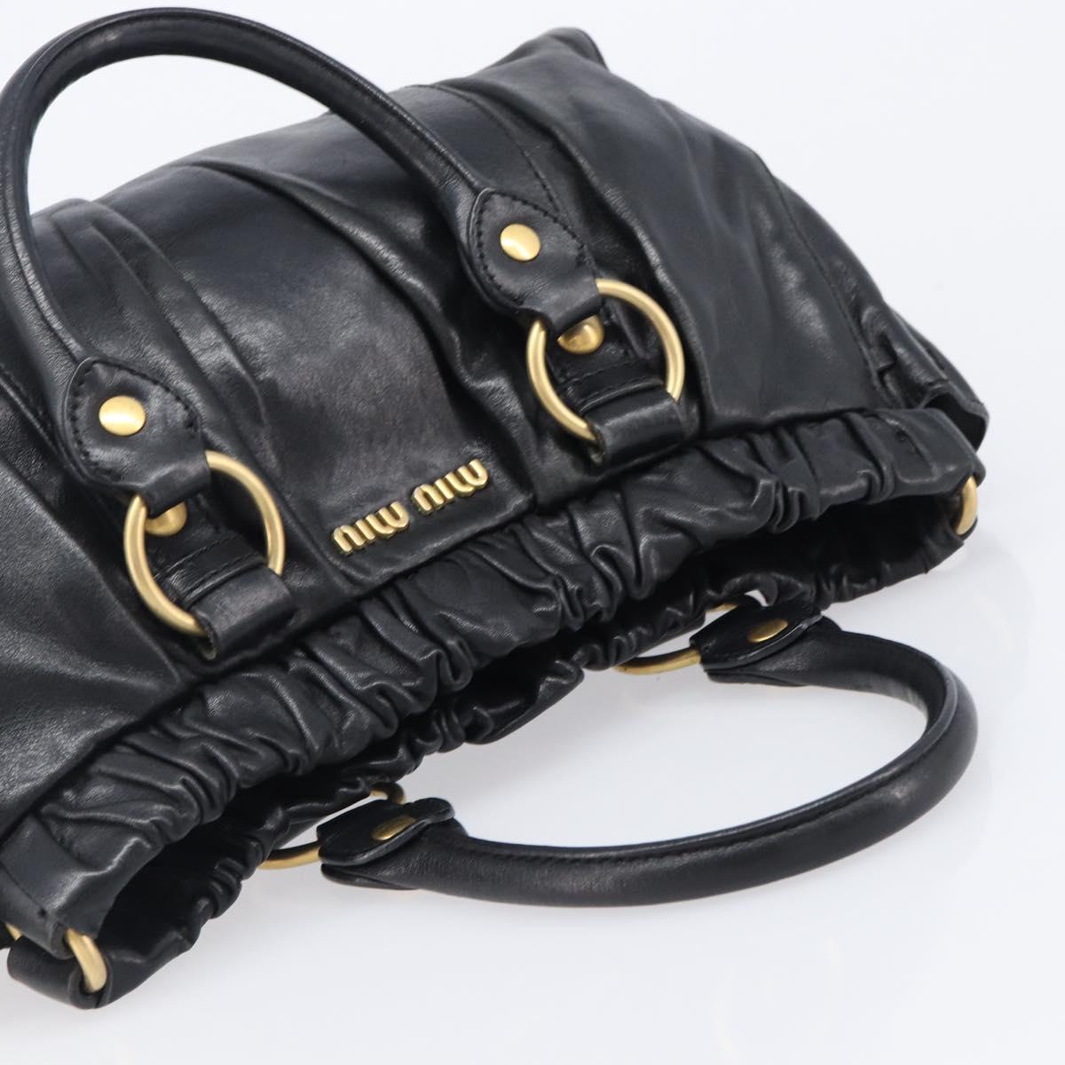 Miu Miu Hand Bag Leather Black Gold Auth mr2892V