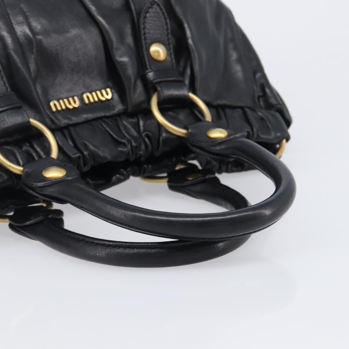 Miu Miu Hand Bag Leather Black Gold Auth mr2892V