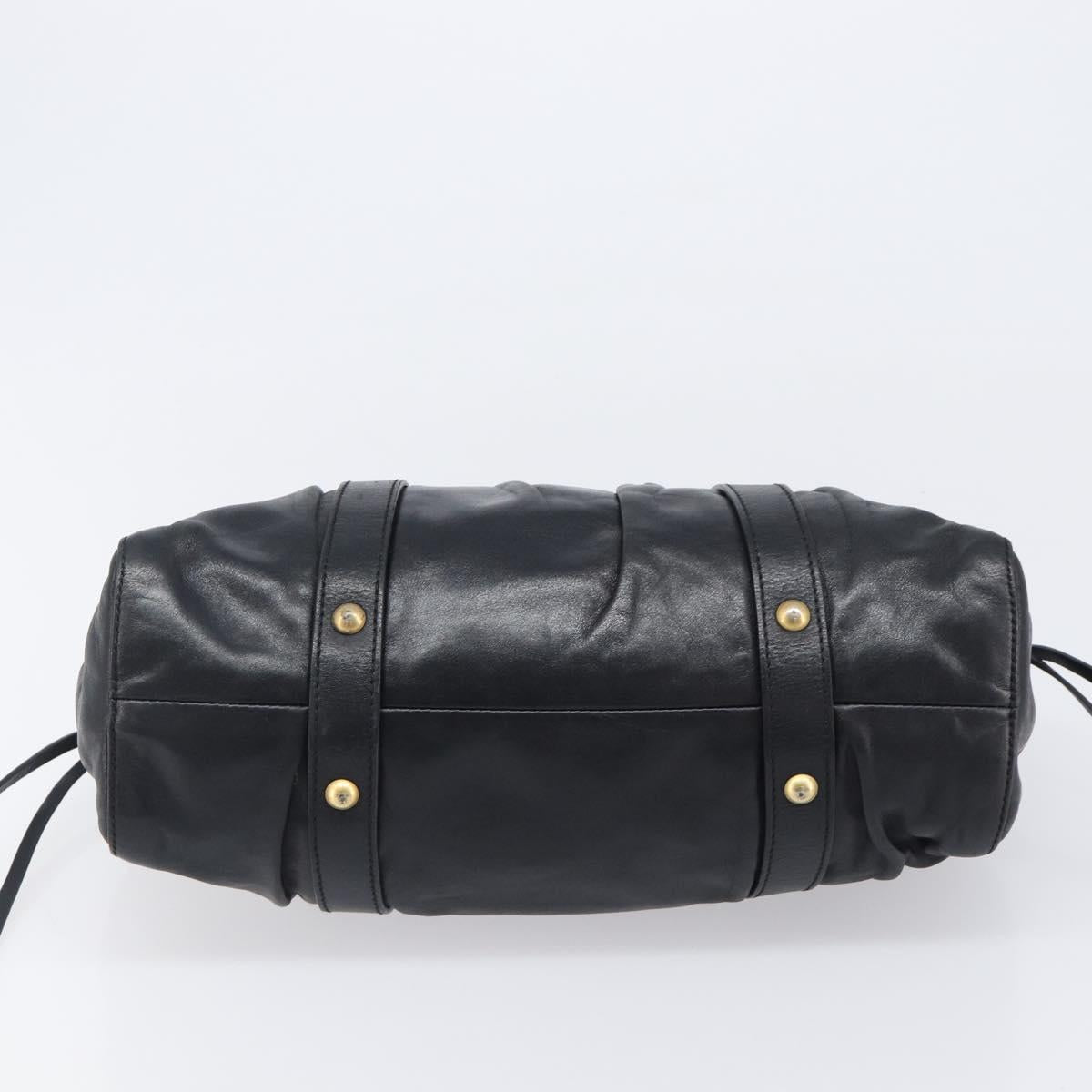 Miu Miu Hand Bag Leather Black Gold Auth mr2892V