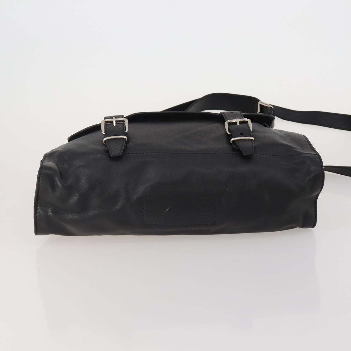 SAINT LAURENT Hand Bag Leather 2way Black Silver Auth mr2893V