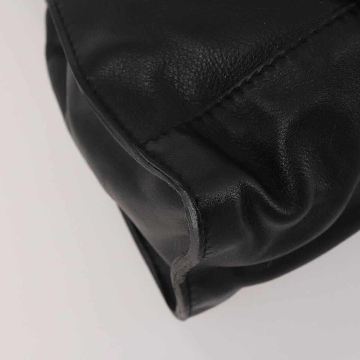 SAINT LAURENT Hand Bag Leather 2way Black Silver Auth mr2893V