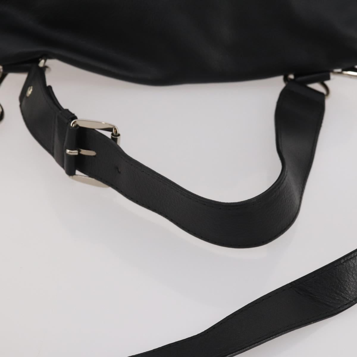 SAINT LAURENT Hand Bag Leather 2way Black Silver Auth mr2893V