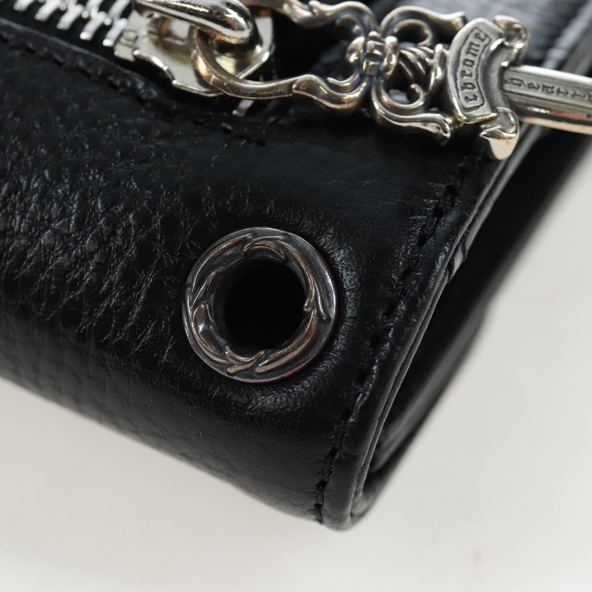 Chrome Hearts Wave Wallet Leather Black Auth mr2894SM