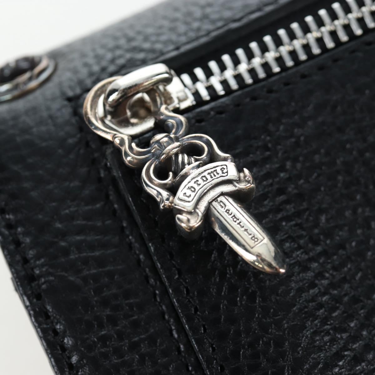 Chrome Hearts Wave Wallet Leather Black Auth mr2894SM
