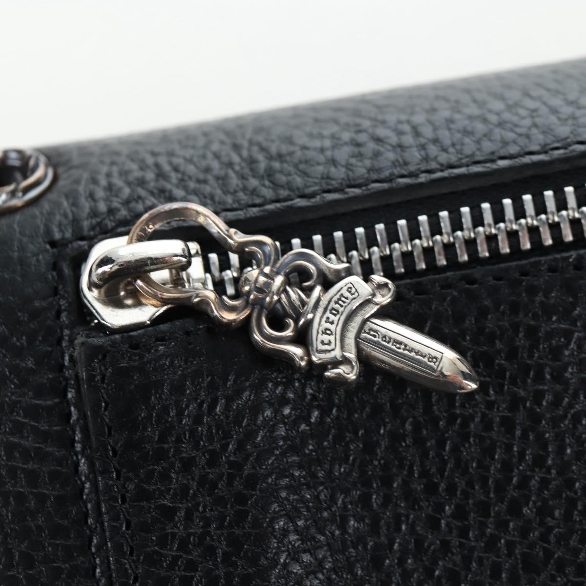 Chrome Hearts Wave Wallet Leather Black Auth mr2894SM