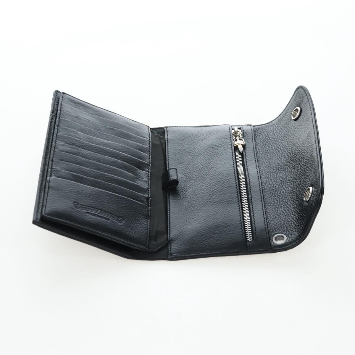 Chrome Hearts Wave Wallet Leather Black Auth mr2894SM