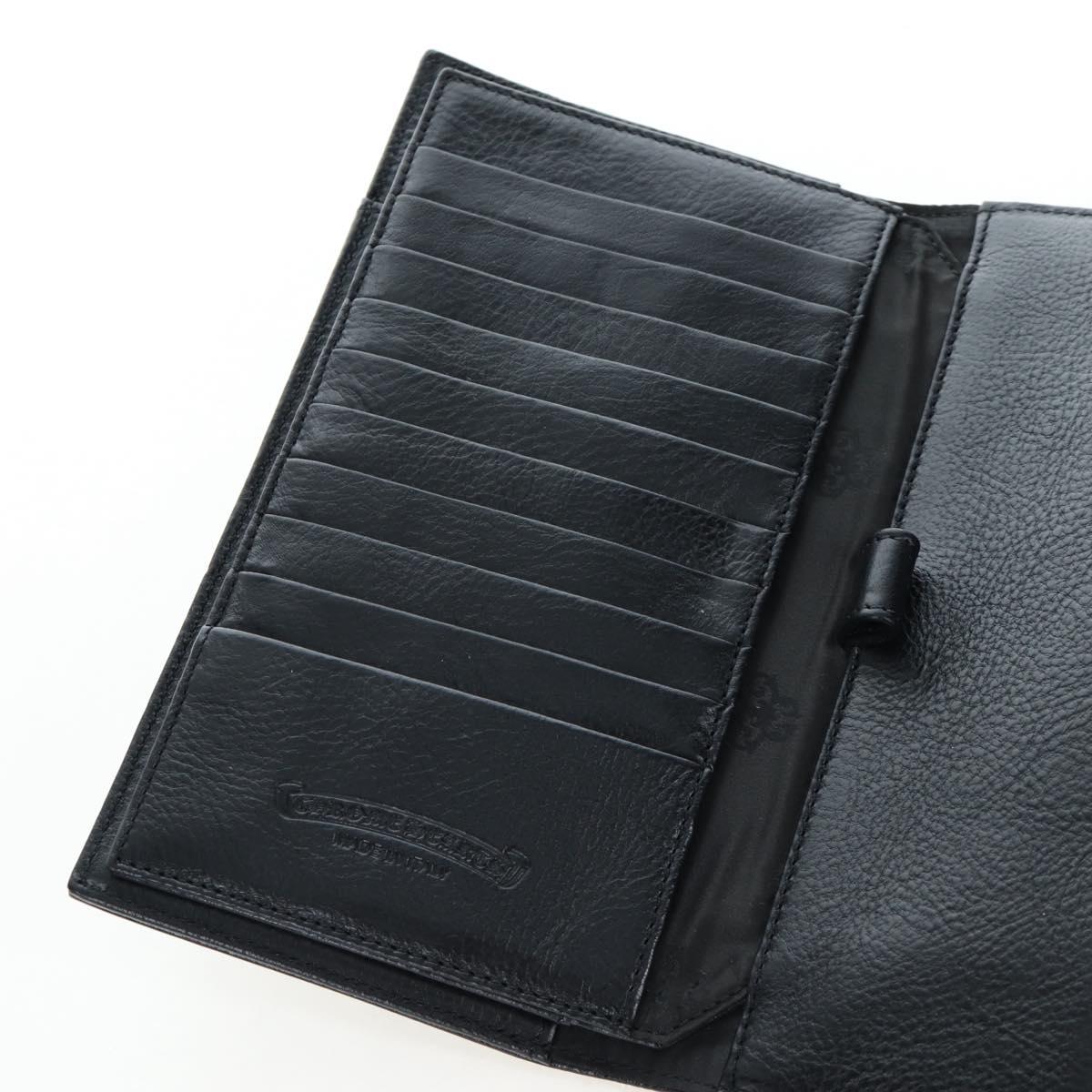 Chrome Hearts Wave Wallet Leather Black Auth mr2894SM