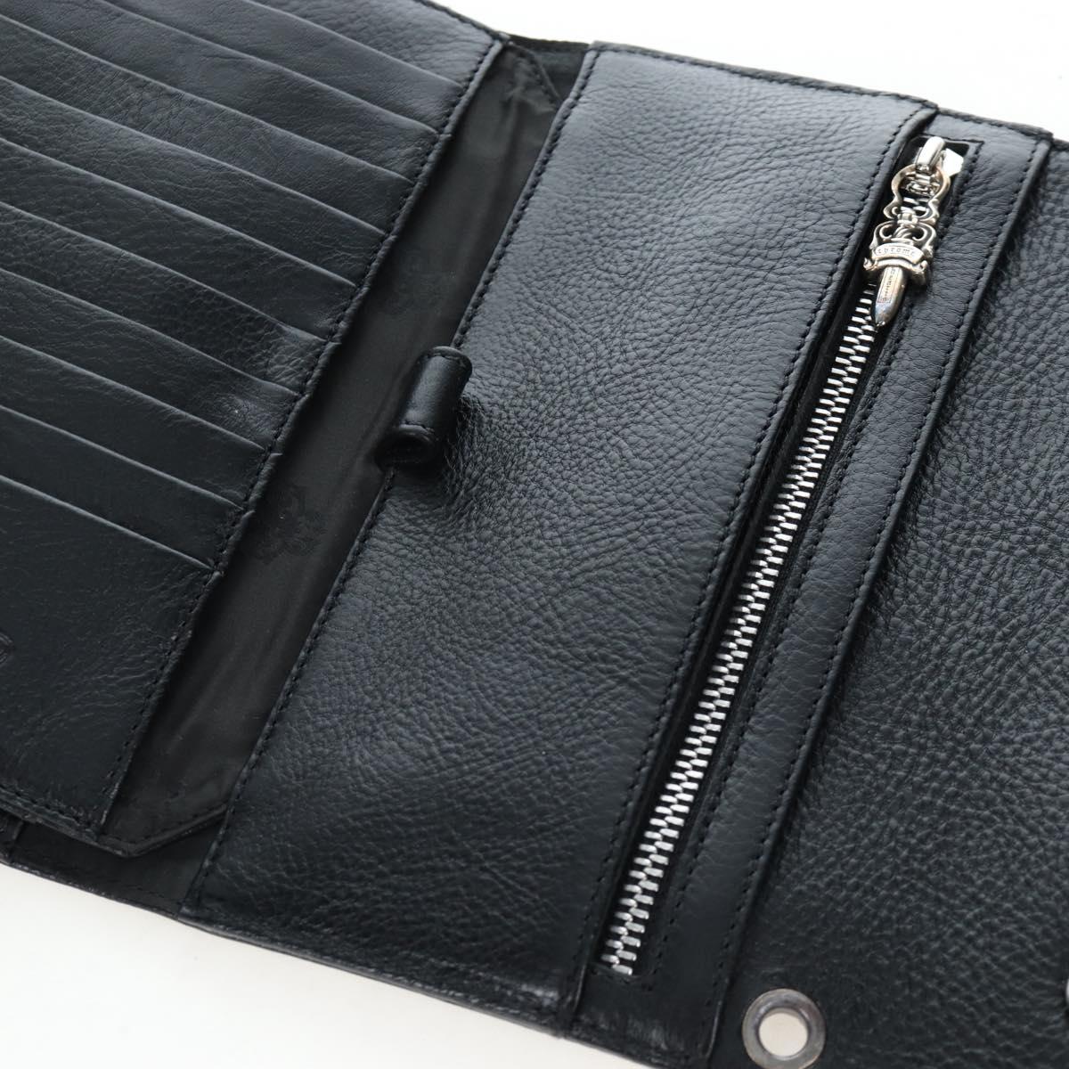 Chrome Hearts Wave Wallet Leather Black Auth mr2894SM
