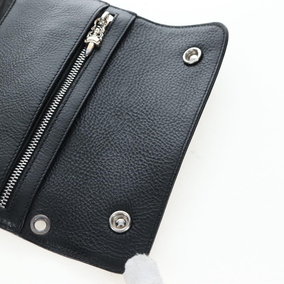 Chrome Hearts Wave Wallet Leather Black Auth mr2894SM