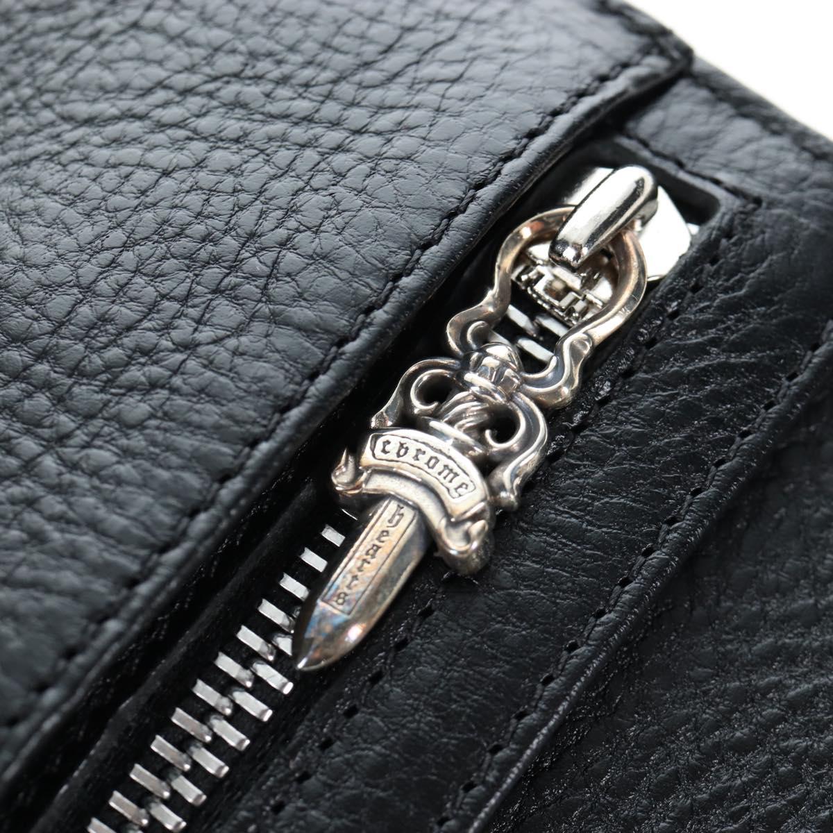 Chrome Hearts Wave Wallet Leather Black Auth mr2894SM