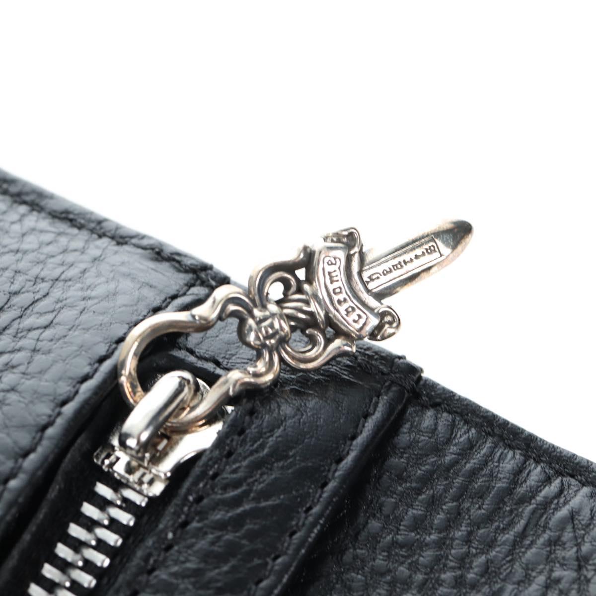 Chrome Hearts Wave Wallet Leather Black Auth mr2894SM