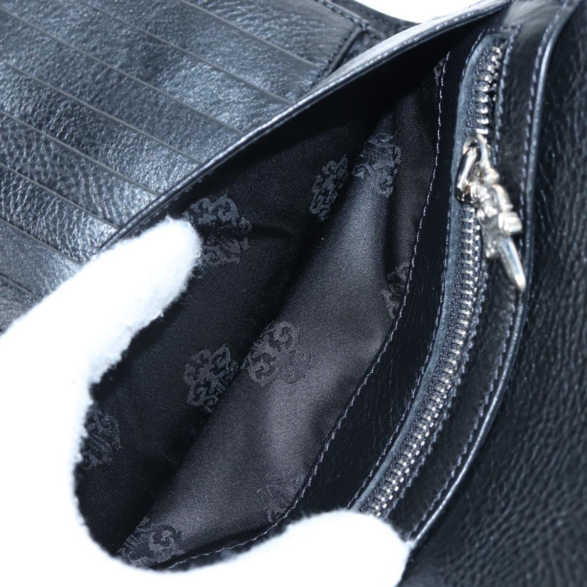 Chrome Hearts Wave Wallet Leather Black Auth mr2894SM