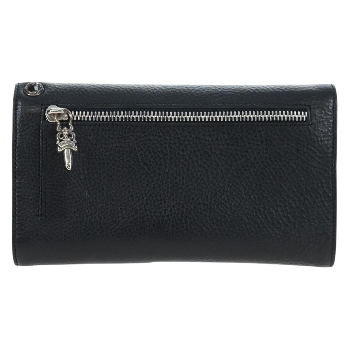 Chrome Hearts Wave Wallet Leather Black Auth mr2894SM