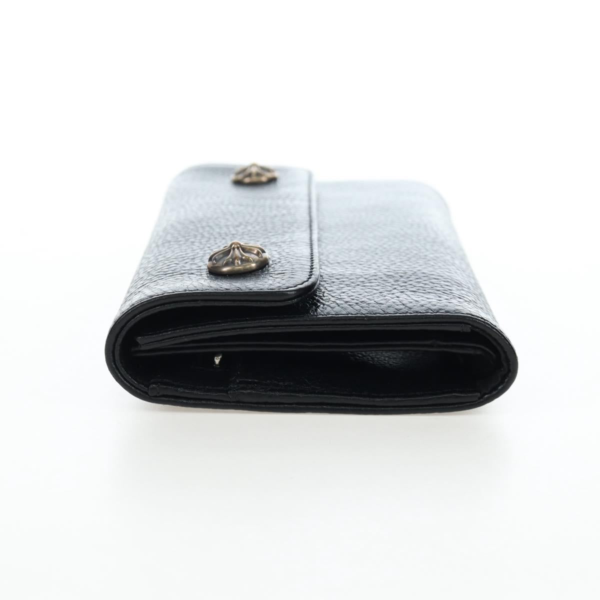 Chrome Hearts Wave Wallet Leather Black Auth mr2894SM