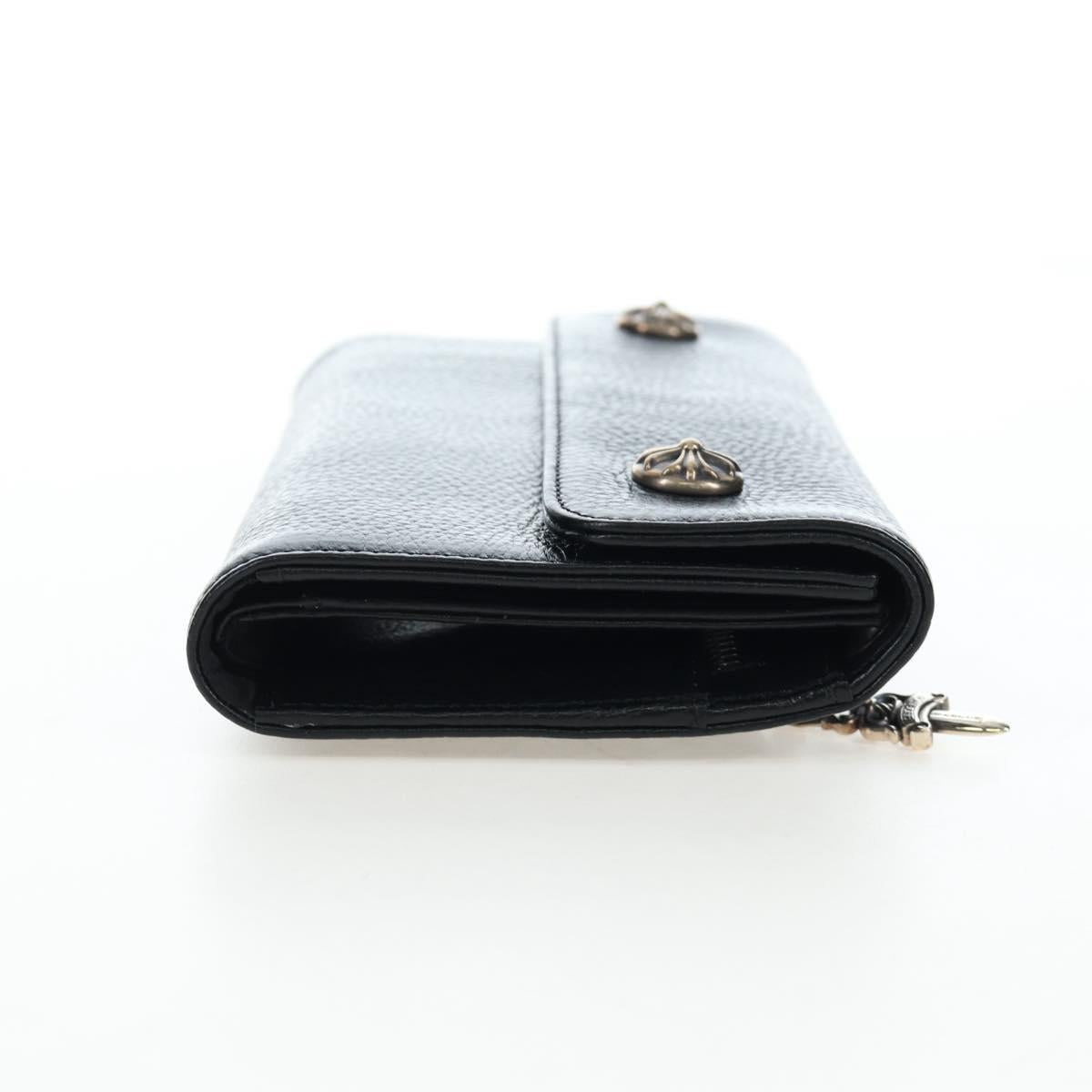 Chrome Hearts Wave Wallet Leather Black Auth mr2894SM