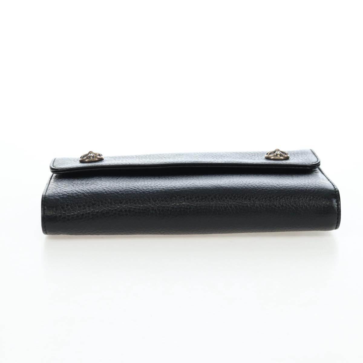 Chrome Hearts Wave Wallet Leather Black Auth mr2894SM
