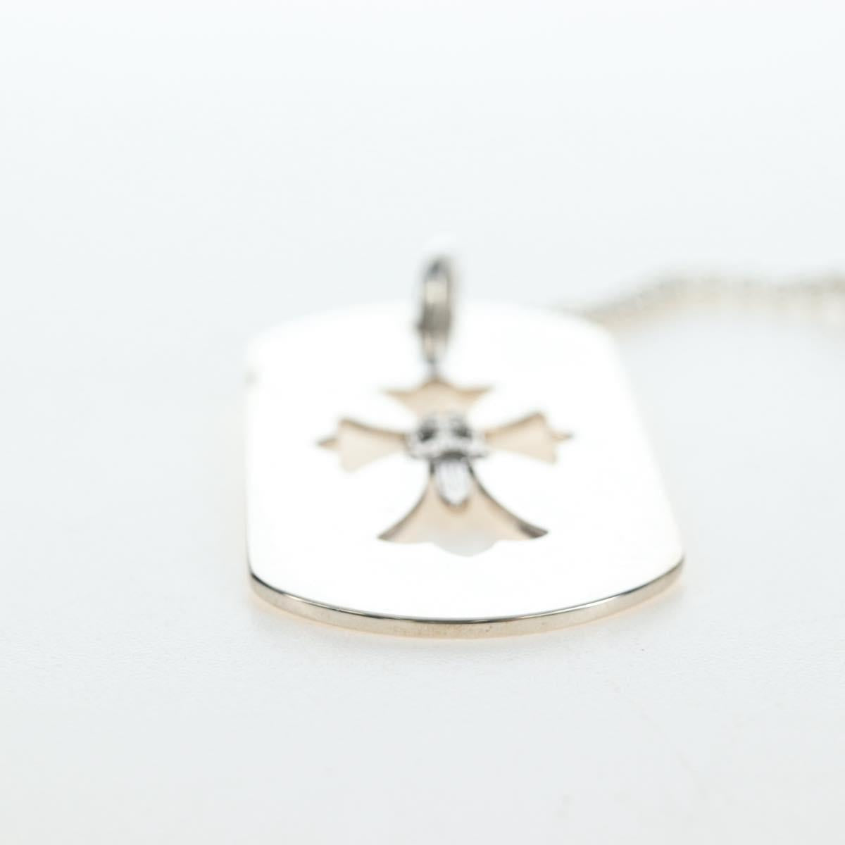 Chrome Hearts Flare Dagger Large Dog Tag Necklace metal Silver Auth mr2895SAM