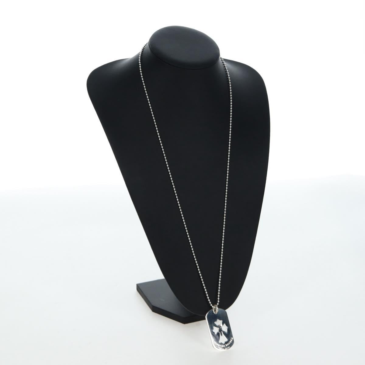 Chrome Hearts Flare Dagger Large Dog Tag Necklace metal Silver Auth mr2895SAM