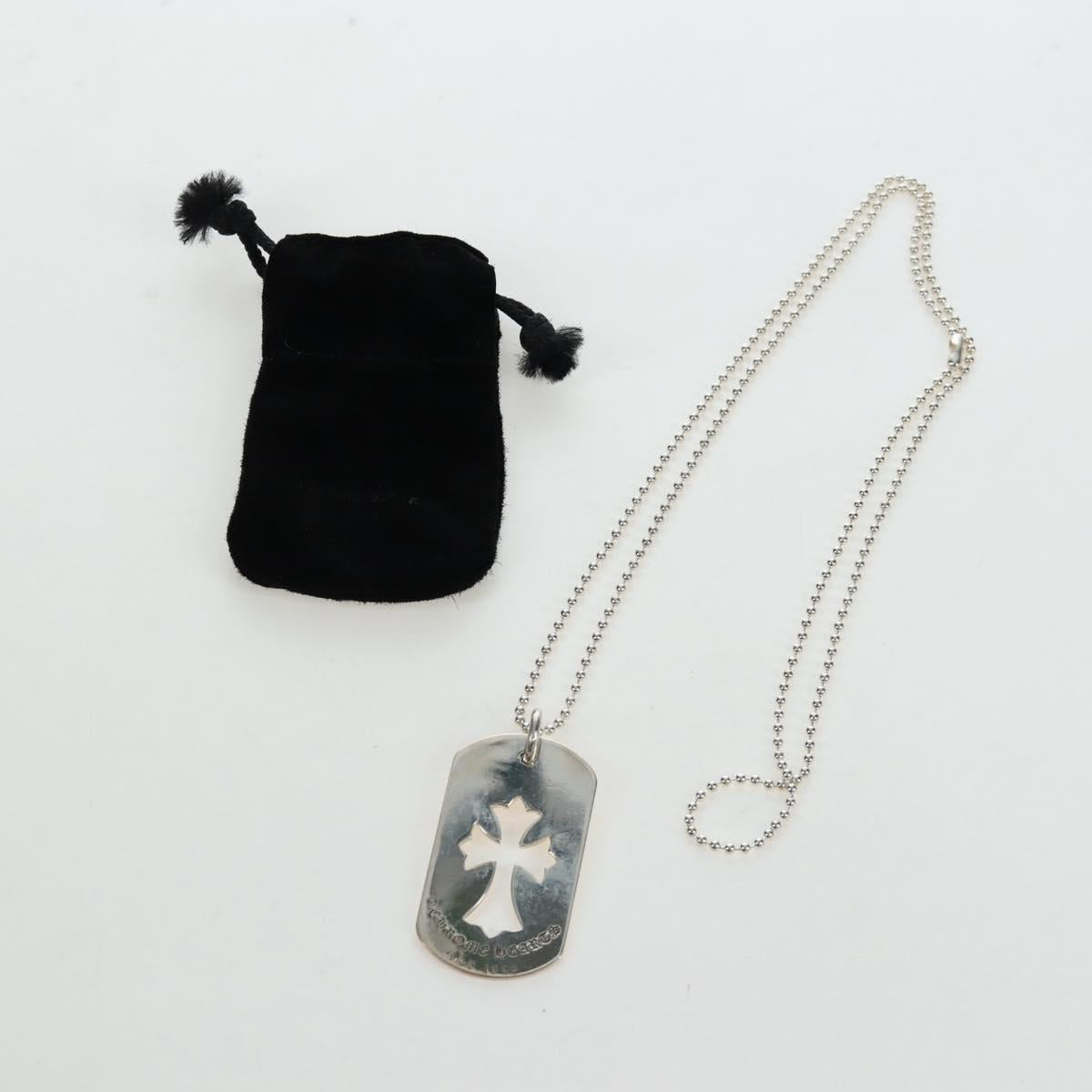 Chrome Hearts Large Dog Tag Necklace metal Silver Auth mr2897SAM
