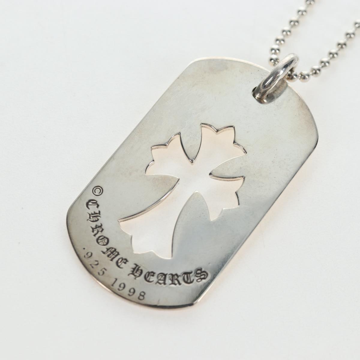 Chrome Hearts Large Dog Tag Necklace metal Silver Auth mr2897SAM